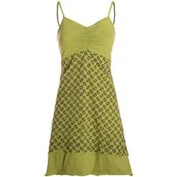 Vishes Sommerkleid Damen Babydoll Spaghettiträger bedruckt Baumwolle Alternative Mode, Boho, Hippie, Ethno, Festival