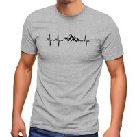 MoonWorks Print-Shirt Herren T-Shirt Berge Wandern Herzschlag Puls EGK Geschenk für mit Print