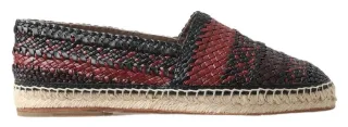 Dolce & Gabbana Schwarze Bordeaux-Buffelleder-Espadrilleschuhe