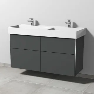 Sanipa 3way Waschtischunterbau zu Duravit Dura Square Waschtisch mit 4 Auszügen, Anthrazit-Matt BR42222