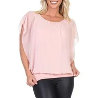 CLEO STYLE Chiffonbluse Damen Bluse 661 42-46 Rosa