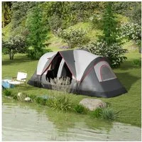 Outsunny Tunnelzelt Campingzelt, Personen: 3 (mit Lichthaken, 2 Räumen, 1 tlg., Winddicht Familienzelt mit Tragetasche), 2000mm Wasserabweisend Zelt für Camping