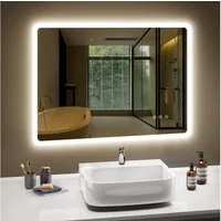 PESENXAN Badspiegel mit Beleuchtung 80 x 60 cm, LED Badezimmerspiegel, Dimmbar (1-St), Antibeschlag, 3 Lichtfarben, IP44, Speicherfunktion