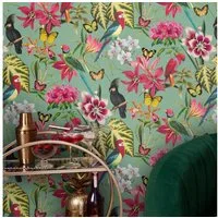 Envy Vliestapete Paradiso Multi, glatt, geblümt, (1 St), gemustert, FSC® zertifiziert, mit lebhaftem Druck, 10 Meter Länge