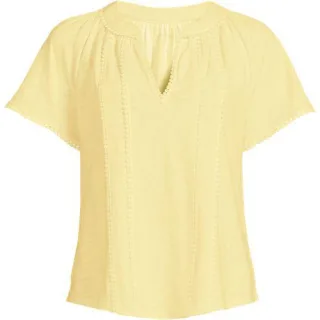 Flammgarn-Shirt mit Tunika-Ausschnitt in Plus-Größe für Damen, Damen, size: plus, Gelb, Baumwolle, by Lands' End