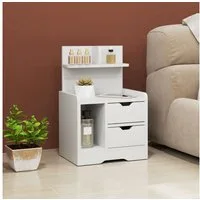 HOMCOM Nachttisch mit 2 Schubladen, offenen Ablage (Beistelltisch, 1-St., Nachtschrank), für Schlafzimmer, Wohnzimmer, 40 x 30 x 60 cm, Weiß