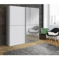 FORTE Schwebetürenschrank "White Kiss", Made in Europe, ideal für kleine Räume (B/H/T ca. 170x190x61cm) mit Spiegel und 2 Schiebetüren