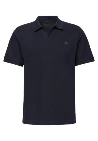 Street One - Kurzarm Poloshirt mit Struktur blau - Gr. - XL