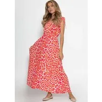 SASSYCLASSY Maxikleid Maxikleid aus Musselin mit Leo-Print für Damen Sommerliches Kleid aus Baumwolle mit elastischer Taille