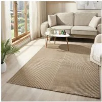 Vimoda Teppich Wohnzimmer Boho Design dünn kurzflur teppich, Rechteckig, Höhe: 6 mm, Hoch Tief Effekt 3D Teppich, in Creme, Grau &Taupe Läufer Schlafzimmer