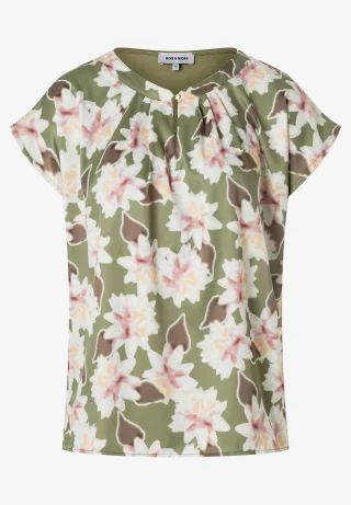 MORE & MORE - Blusenshirt mit Flowerprint grün - Gr. - 36