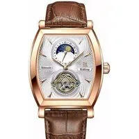 Rötting Design Automatikuhr Herrenuhr Edelstahl Lederarmband, (Butterfly Verschluß), goldrosefarbenes Gehäuse, mehrere Ziffernblattfarben zur Auswahl