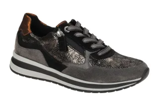 Gabor 76.318 Dunkelgrau Schwarze Halbschuhe Sneaker - Echtleder OptiFit