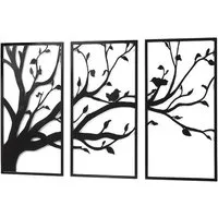 Kobolo Wandbild Metallbild TREE dreiteilig aus schwarzem Metall