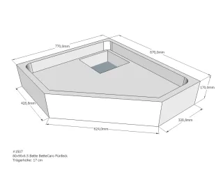 Neuesbad Wannenträger für Bette Caro 80x90x6,5 Fünfeck SD22724
