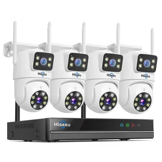 Hiseeu WK-4HS03 3K 6MP 5X Digital Zoom Dual Lens WiFi Camera with 10CH NVR Security Camera System Kit Full Color Night V