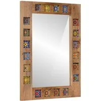 vidaXL Badezimmer-Set Badezimmer Spiegel Natur 50 x 70 x 3 cm Massivholz, (1-St)