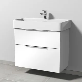 Sanipa 3way Waschtischunterbau zu Laufen VAL Waschtisch mit 2 Auszügen, Weiß-Glanz UF82378