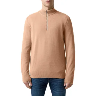 Boss - "Ebrando-P" Pullover für Herren, mit halbem Reißverschluss, Jerseyware (Mittelbeige)