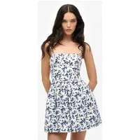 Superdry Sommerkleid CORSET CAMI MINI DRESS aus Baumwollmischung, Slim Fit, mit geblümtem Print, ohne Ärmel