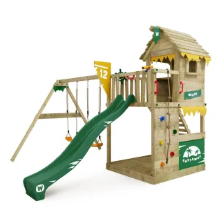 Spielturm Smart Tomorrow mit Haus Rutsche Kletterleiter Schaukel Sandkasten Massivholz Outdoor Spielplatz für Kinder - langlebig & sicher - Wickey