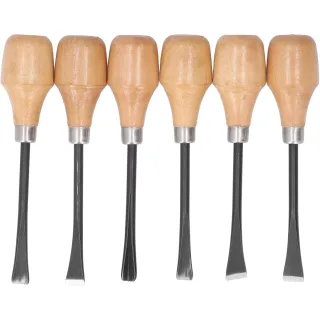 6pcs Wood Carving Chisel Set Ergonomic Beech Wood Handle Heat Treated Steel Blades Professional Woodworking Tools for DI