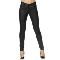 Elara Lederimitathose Damen Kunstlederhose Skinny Fit Matt Look High Waist Stretch Hose