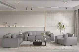 Sofaset Designersofa CELES PREMIUM 3-2-1 in Stoff Scala Grau