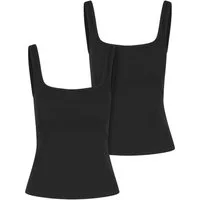 URBAN CLASSICS Tanktop Urban Classics Ladies Wide Neck Rib Top 2-Pack