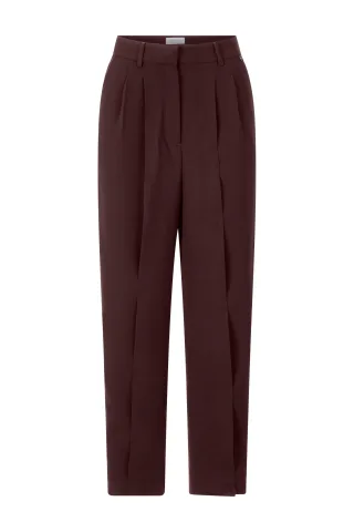 Rich & Royal - Cropped Wide Leg Pleated Pants dark chocolate - Gr. - 38