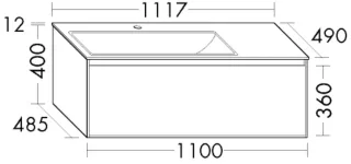 Burgbad Keramik-Waschtisch+Waschtischunterschrank rc40 Solid Hochglanz Steingrau SGCC112RF6537C0001