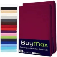 Buymax Spannbettlaken 2-er Set, Doppelpack, Bettlaken, Jersey 100% Baumwolle, Gummizug: rundum, (2 Stück), Pflegeleicht und Atmungsaktiv in Verschiedenen Farben und Größen