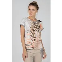 Passioni T-Shirt mit Text- und Animalprint-Mix
