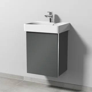 Sanipa 3way Waschtischunterbau zu Geberit Renova Plan Slim Waschtisch mit 4 Auszügen, Anthrazit-Glan BS66879