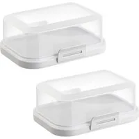Engelland Butterdose Stapelbare Butter-/Käsedose, Kunststoff, (Vorteils-Set, 2-tlg., mit sicherem Klickverschluss), stapelbar, platzsparend, Ordnung im Kühlschrank, BPA-Frei, Mehrzweck