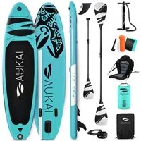Aukai SUP-Board PRO 320cm, 2in1 Aufblasbares Stand up Paddle Set mit Kajak-Sitz, (Action-Cam-Halterung, Fußschlaufe, Pumpe, Rucksack, AquaBag), Komplettsett - 5 Jahre Garantie