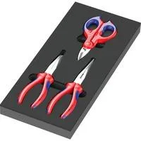 9781 Schaumstoffeinlage KNIPEX Zangen Set 2, 3-teilig, Zangen-Set schwarz/grau, in Schaumstoffeinlage für Werkstattwagen