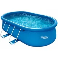 SUMMER WAVES Quick-Up Pool Quick Up Pool (Komplett Set, 5-tlg., Filtersystem, Bodenvlies, Abdeckplane, Einstiegsleiter), 457x305x107 cm Blau oval
