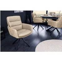 riess-ambiente Polsterstuhl BIG GEORGE beige/schwarz-Echtleder, Microfaser, Armlehne, 360° drehbar (Einzelartikel, 1 St), gepolsterter Drehstuhl - ideal für Wohn-, Arbeits-, Esszimmer & Küche