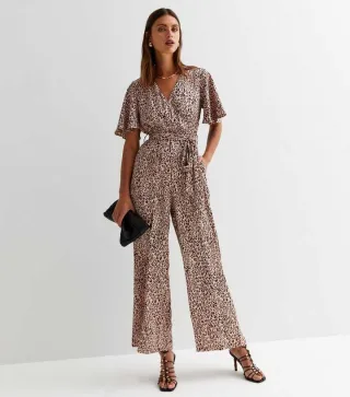 Satin Tier Engel Ärmel Wrap Jumpsuit