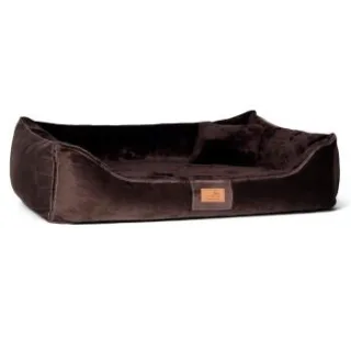 Tierlando FLOYD - Ultraweiches orthopädisches Hundebett High-Tech-Velours und Plüsch VISCO braun 1 m, 25 cm, 75 cm