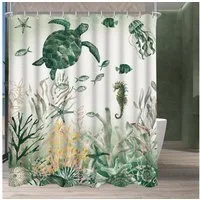 LuxusKollektion Duschvorhang Duschvorhang Schildkröte Seepferdchen H160 x B160 cm (1er Pack)