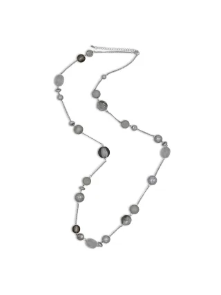 Steuer Modeschmuck Kette Lange Metall Kette mit Zierelementen rhodiumfarben