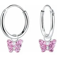 ALEXANDER YORK Paar Creolen Charm-Ohrringe SCHMETTERLING mit Kristallen pink, 2-tlg., 925 Sterling Silber