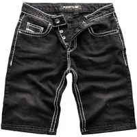 Rock Creek Jeansshorts Herren Shorts Denim Schwarz dicke Naht RC-2076