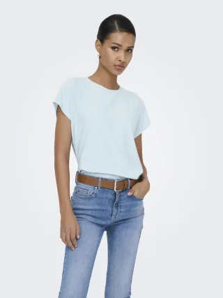 ONLY - ONLMOLLY S/S O-NECK DOBBY TOP JRS Winter Sky - Gr. - M
