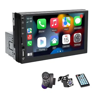 7" 1DIN Car Radio MP5 Player Wireless CarPlay Android Auto Bluetooth 5.0 Mirror Link FM AUX USB Reversing Camera Steerin