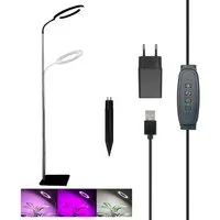 MUPOO Pflanzenlampe 72s LED Bodenpflanzenlicht Vollspektrum Pflanzenlicht,3/9/12H Timer, USB mit EU-Adapter, LED fest integriert, 10 Dimmbare Helligkeit, 25-155cm Höhenverstellbar,Stand-& Erdsteckbar