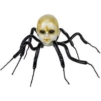 Horror-Shop Dekoobjekt Schwarze Spinne mit Baby-Puppenkopf 60cm