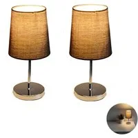 Lichthandel Hoch LED Tischleuchte Nachttischlampe 2er Set Nachttischleuchte für Schlafzimmer Tischlampe, LED wechselbar, warmweiß, LED